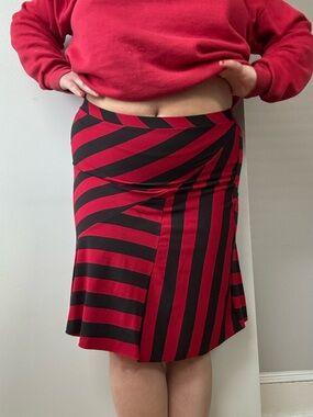 Wet Seal Red and Black Striped Skirt
